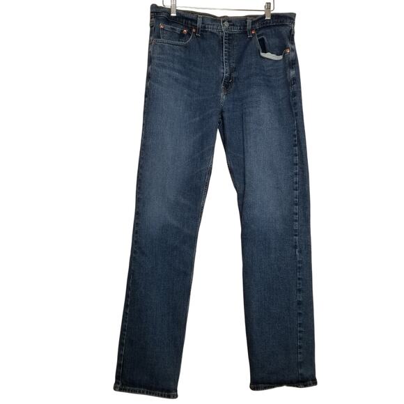 Levi's 505 Med Wash Regular Fit Men's Red Tab Straight Leg Denim Jeans Sz 36X34 - Picture 1 of 10
